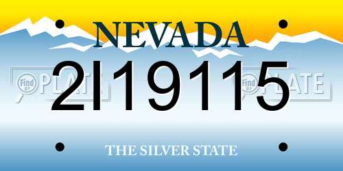 2I19115 Nevada License Plate