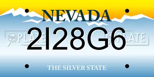 2I28G6 Nevada License Plate