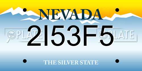 2I53F5 Nevada License Plate