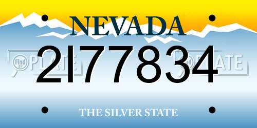 2I77834 Nevada License Plate