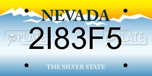 2I83F5 Nevada License Plate