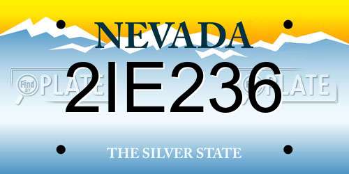 2IE236 Nevada License Plate