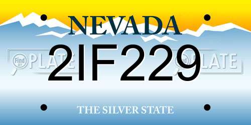 2IF229 Nevada License Plate