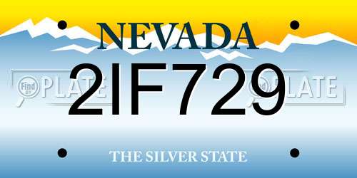 2IF729 Nevada License Plate