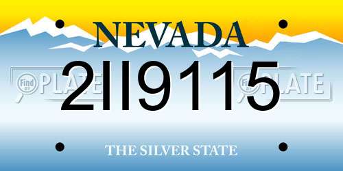 2II9115 Nevada License Plate