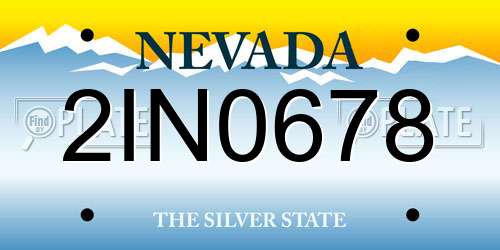 2IN0678 Nevada License Plate