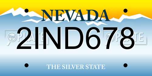 2IND678 Nevada License Plate