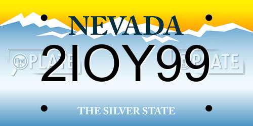 2IOY99 Nevada License Plate