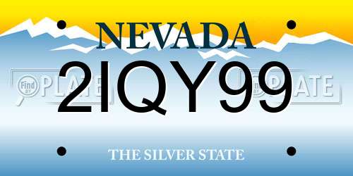 2IQY99 Nevada License Plate
