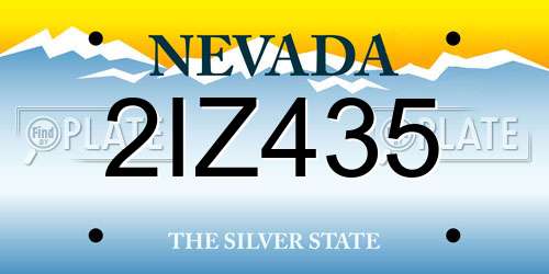 2IZ435 Nevada License Plate