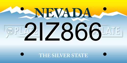 2IZ866 Nevada License Plate