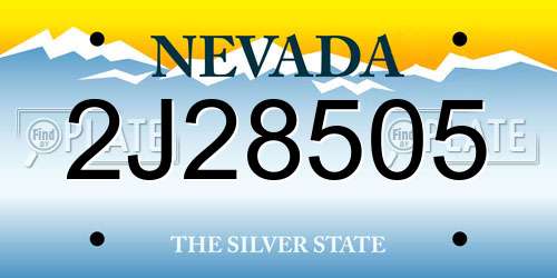 2J28505 Nevada License Plate
