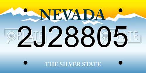 2J28805 Nevada License Plate