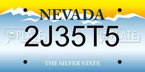 2J35T5 Nevada License Plate