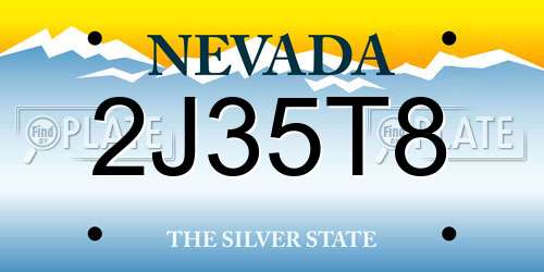 2J35T8 Nevada License Plate