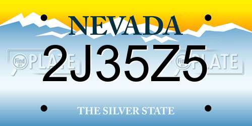 2J35Z5 Nevada License Plate