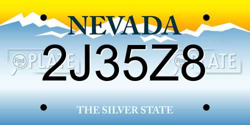 2J35Z8 Nevada License Plate