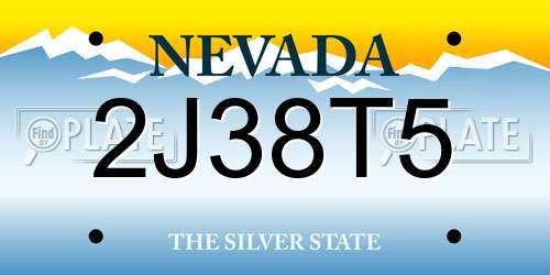 2J38T5 Nevada License Plate