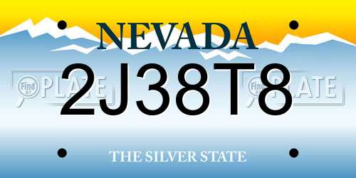 2J38T8 Nevada License Plate