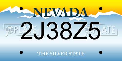 2J38Z5 Nevada License Plate