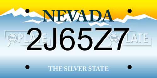 2J65Z7 Nevada License Plate