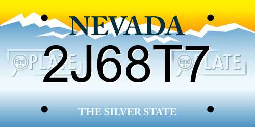 2J68T7 Nevada License Plate