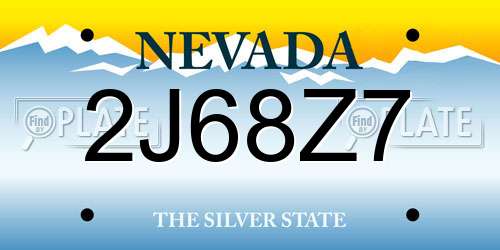 2J68Z7 Nevada License Plate