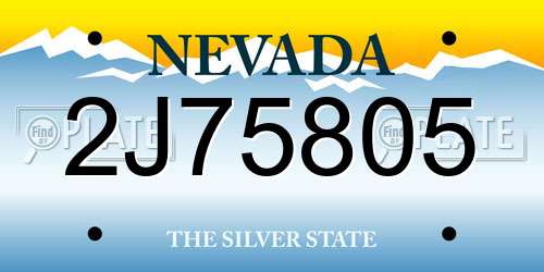 2J75805 Nevada License Plate