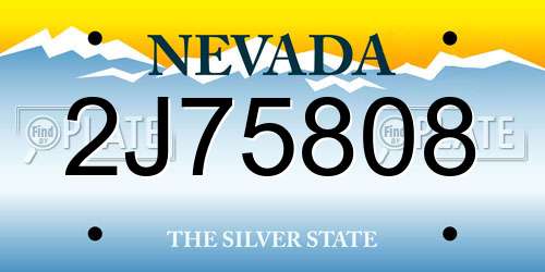 2J75808 Nevada License Plate