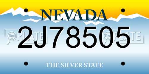 2J78505 Nevada License Plate