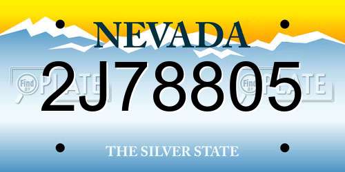2J78805 Nevada License Plate