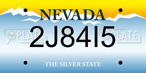 2J84I5 Nevada License Plate
