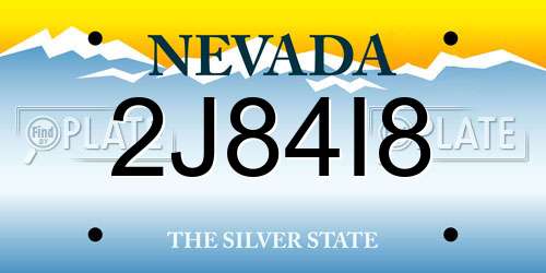 2J84I8 Nevada License Plate