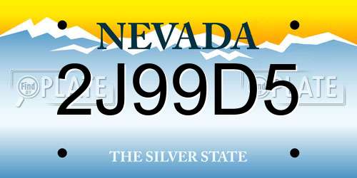 2J99D5 Nevada License Plate