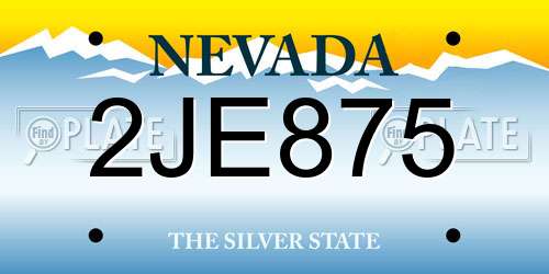 2JE875 Nevada License Plate
