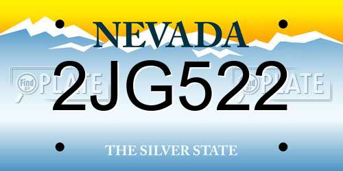 2JG522 Nevada License Plate