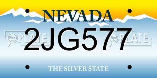 2JG577 Nevada License Plate