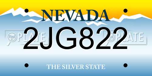 2JG822 Nevada License Plate