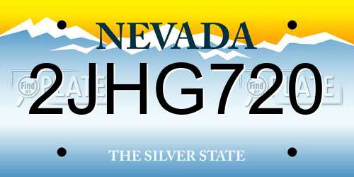 2JHG720 Nevada License Plate