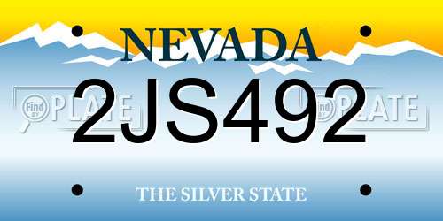 2JS492 Nevada License Plate