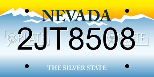 2JT8508 Nevada License Plate