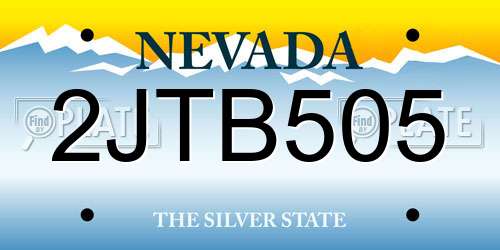 2JTB505 Nevada License Plate