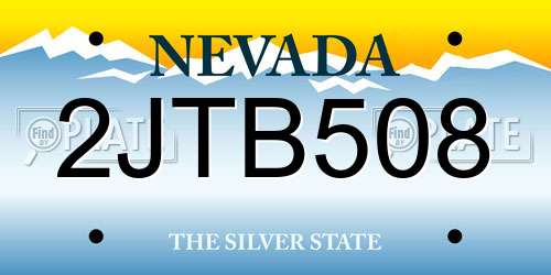 2JTB508 Nevada License Plate