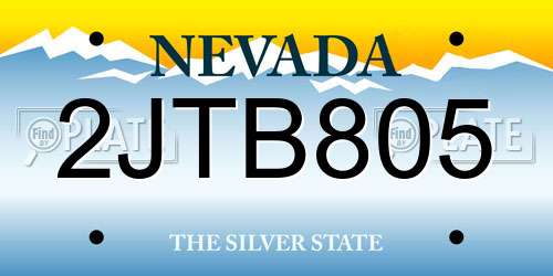 2JTB805 Nevada License Plate