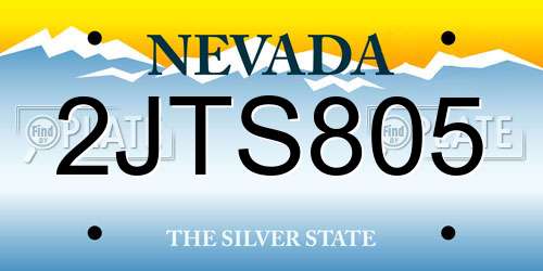 2JTS805 Nevada License Plate