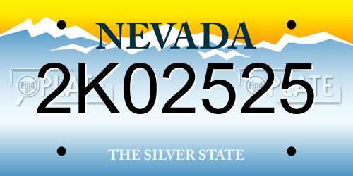 2K02525 Nevada License Plate