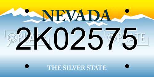 2K02575 Nevada License Plate