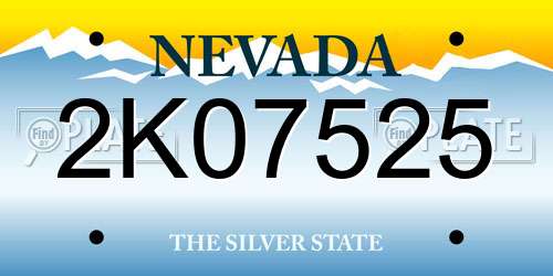 2K07525 Nevada License Plate