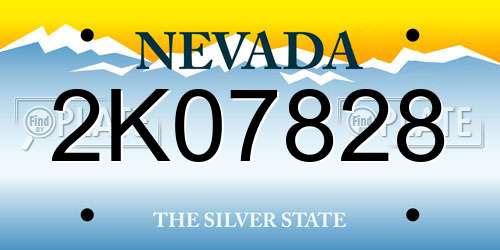 2K07828 Nevada License Plate
