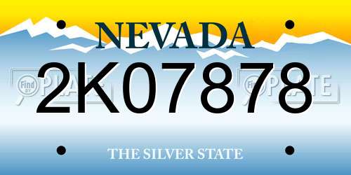 2K07878 Nevada License Plate